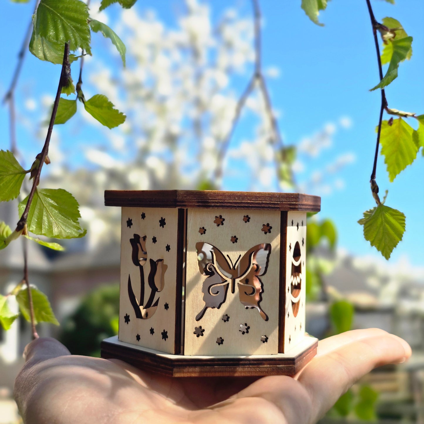 Photophore Printanier en Bois