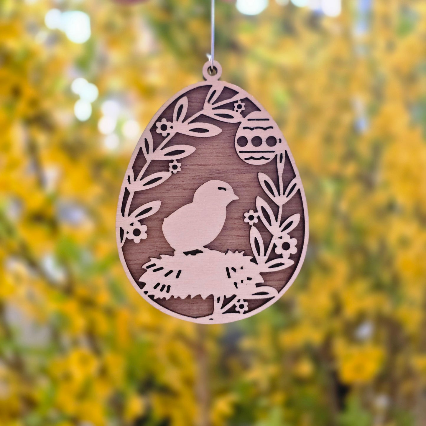 🌸 Suspensions de Pâques en bois – Lapin & Poussin